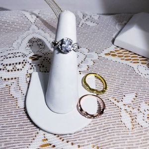 Tri color 3 pc white sapphire wedding set LAST ONE